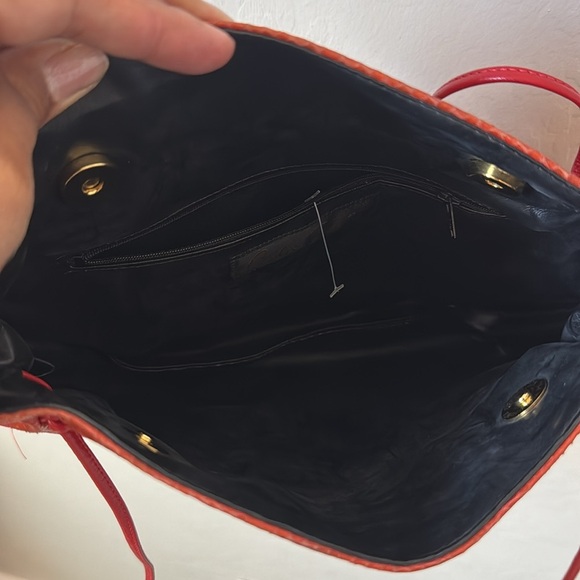 Carlos Falchi Orange Croc Crossbody Clutch - Picture 5 of 8